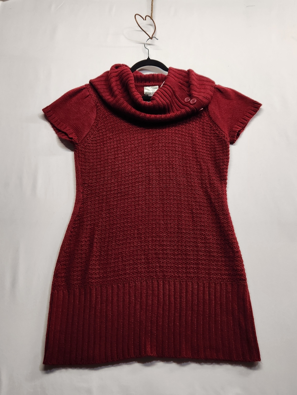 ⭐️Extra Touch Maroon Cowl Neck Sweater Dress 1X Plus Size Retro Boho Fall Knit